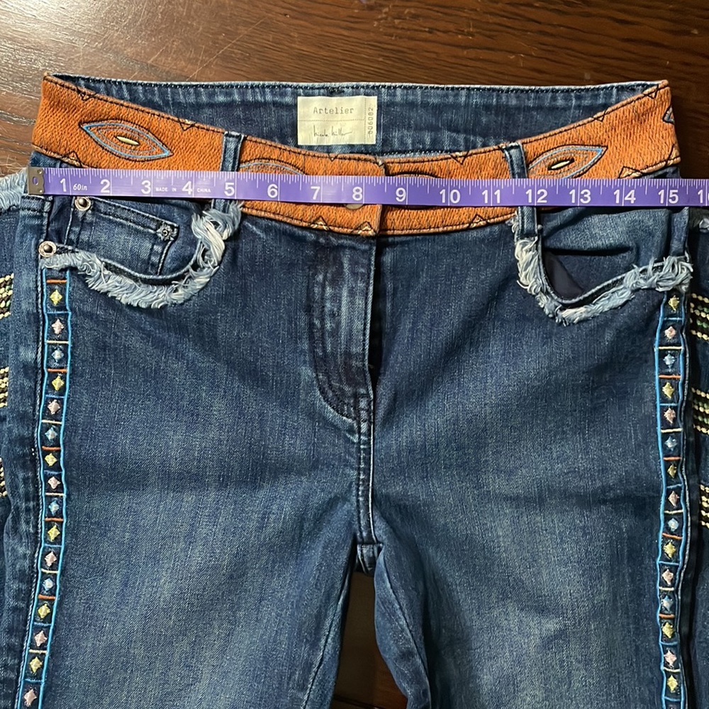 Nicole Miller Artelier Flare Embroidered Jeans 27 - Picture 12 of 12